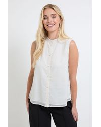 Wallis - Petite Check Organza Sleevelss Blouse - Lyst