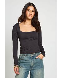 Boohoo - Second Skin Square Neck Long Sleeve Top - Lyst