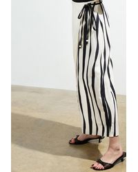 French Connection - Cotton Blend Maxi Striped Wrap Tie Waist Floaty Skirt - Lyst