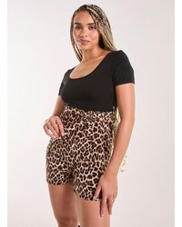 Pink Vanilla - Leopard Bow Detail Mini Playsuit - Lyst