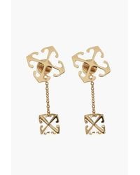 Off-White c/o Virgil Abloh - Gouden Effect Messing Double Arrow Oorbellen In Goud - Lyst