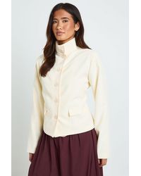 Boohoo - Funnel Neck Contrast Button Blazer - Lyst