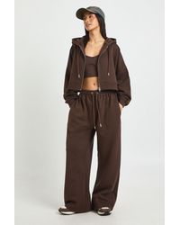 Boohoo - Petite Seam Detail Crop Top 3 Piece Hooded Tracksuit - Lyst
