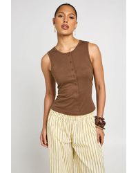 Boohoo - Slub Button Through Vest - Lyst