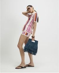 River Island - Striped Crochet Shorts Cotton - Lyst