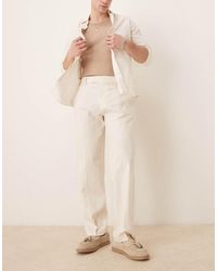 ASOS - Smart Straight Leg Linen Blend Trousers - Lyst