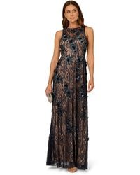 Adrianna Papell - Bead Lace Long Dress - Lyst