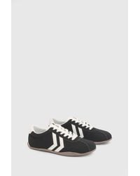 Oasis - Riley Faux Suede Contrast Lace Up Trainers - Lyst