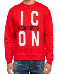 DSquared² - Block Icon Logo Cool Fit Rood Sweatshirt - Lyst