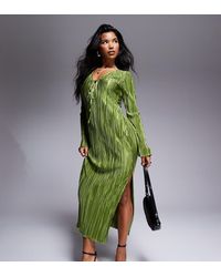 In The Style - Exclusive Tie Front Plisse Maxi Dress - Lyst