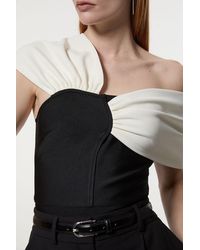 Karen Millen - Figure Form Bandage Knit Asymmetric Strap Top - Lyst