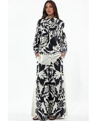 Msn-Collection - Floral Cotton-Viscose Shirt And Wide-Leg Pants Set - Lyst