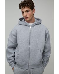 BoohooMAN - Basic Oversized Boxy Zip Through Hoodie - Lyst