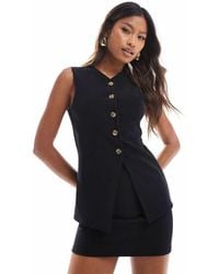 ASOS - Co-Ord Ribbed Longline Button Through V Neck Waistcoat Top - Lyst