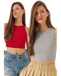 Bianco Lucci - 2Er-Pack Basic Top - Lyst