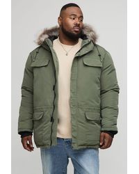 BoohooMAN - Plus Faux Fur Hooded Arctic Parka Jacket - Lyst