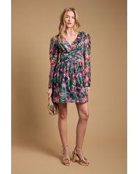 Oasis - Structured Fit And Flare Pleat Detail Mini Dress - Lyst
