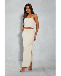 MissPap - Leather Look Lace Up Side Maxi Skirt - Lyst