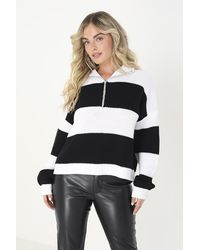 Brave Soul - 'Florence' Striped Knitted Jumper With Zip Neck - Lyst