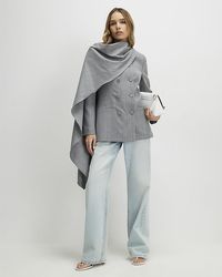 River Island - Blazer Striped Double Breasted Cape - Lyst