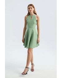 Hiccup - Halter Neck Sleeveless Mini Skater Dress With A Keyhole Cut Out - Lyst