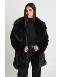 Boohoo - Longline Vintage Look Faux Fur Coat - Lyst
