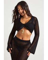 Boohoo - Beach Crochet Twist Front Knitted Top - Lyst