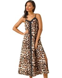 Roman - Animal Print Strappy Maxi Dress - Lyst
