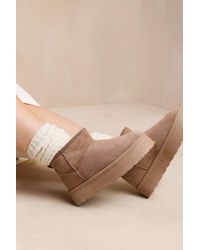 Where's That From - Wheres 'Calla' Flatform Fur Lining Ankle Boot - Lyst