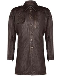 Infinity Leather - Soft Long Military Trench Distressed Coat - Lyst