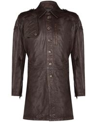 Infinity Leather - Soft Long Military Trench Distressed Coat - Lyst