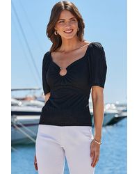 Sosandar - Textured Ring Detail Jersey Top - Lyst