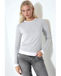 Hiccup - Textured Crew Neck Long Sleeve Slim Fit Top - Lyst