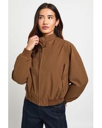 Boohoo - Button Up Funnel Neck Lightweight Bomber Jacket - Lyst