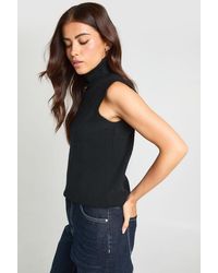 Boohoo - Soft Knit Roll Neck Knitted Tank - Lyst