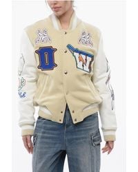 Off-White c/o Virgil Abloh - Padded Bomber Thunderbolt With Leather Sleeves And All-Over - Lyst