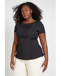 Boohoo - Plus Cap Sleeve Tailored Peplum Top - Lyst