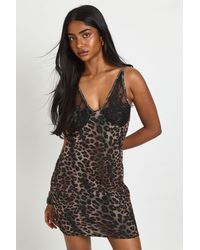 Boohoo - Print Bodycon Dress With Lace Cup Detail - Lyst