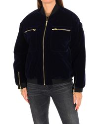 ELEVEN PARIS - Esther Velvet Effect Coat With Zipper Closure 17F2Ou13 - Lyst