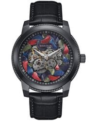 Heritor - Emmanuel Semi-Skeleton Leather-Band Watch - Lyst