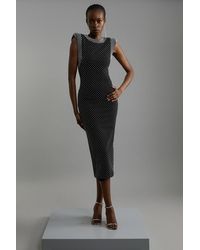 Karen Millen - Studded Ponte Jersey Midi Dress - Lyst