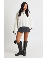 Boohoo - Bow Cuff Detail Knitted Jumper - Lyst