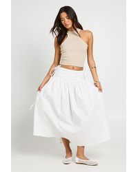 Boohoo - Poplin Tie Waist Midaxi Skirt - Lyst