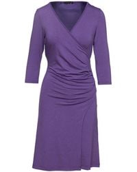 Conquista - Faux Wrap Wool Dress - Lyst