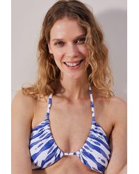 Penti - Printed Shirred Triangle Bikini Top - Lyst