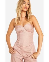 Boohoo - Premium Pinstripe Sweetheart Corset - Lyst