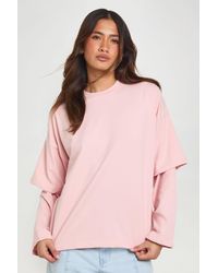 Boohoo - Double Sleeve Oversized Skater T-Shirt - Lyst