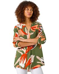 Roman - Abstract Print Pleat Detail Top - Lyst
