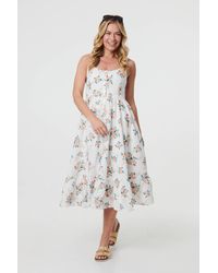 Izabel London - Floral A-Line Cami Strap Midi Dress - Lyst