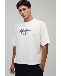 BoohooMAN - Oversized Embroidered Waffle Raglan T-Shirt - Lyst